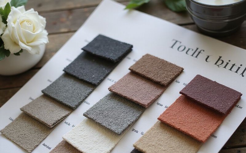 Different roof coating samples showing color options and finish types