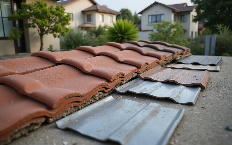 Different roofing materials and repair components with cost indicators