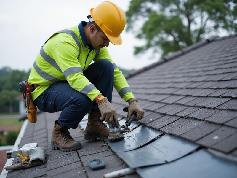 Experienced roofing technician working on roof repair